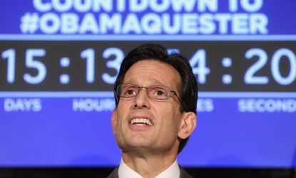 House Majority Leader Eric Cantor (R-Va.) speaks on the pending fiscal sequestration on Feb. 13.
