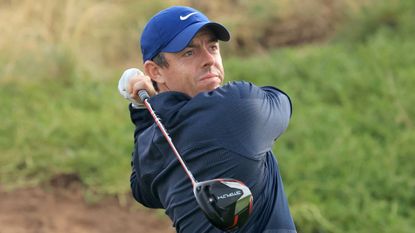 Rory McIlroy watches a drive