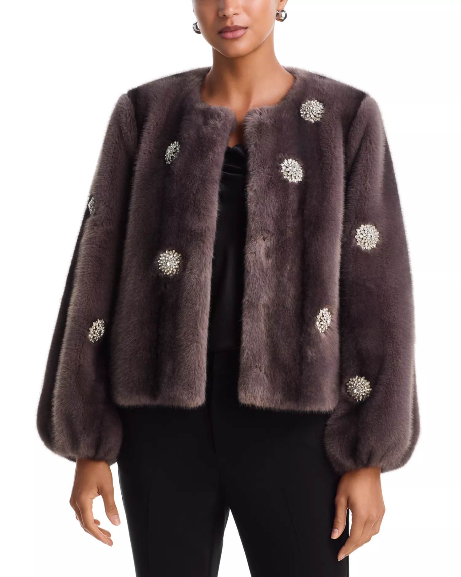 Cinq &amp;agrave; Sept, Rhinestone Dahlia Faux Fur Benson Coat