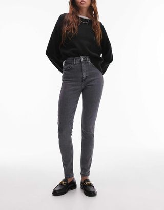 Topshop High Rise Jamie Jeans in Grey