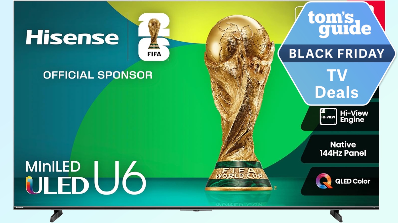 Hisense 85-inch U65QF TV with Black Friday label