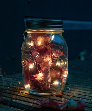 Fairy lights in mason jar