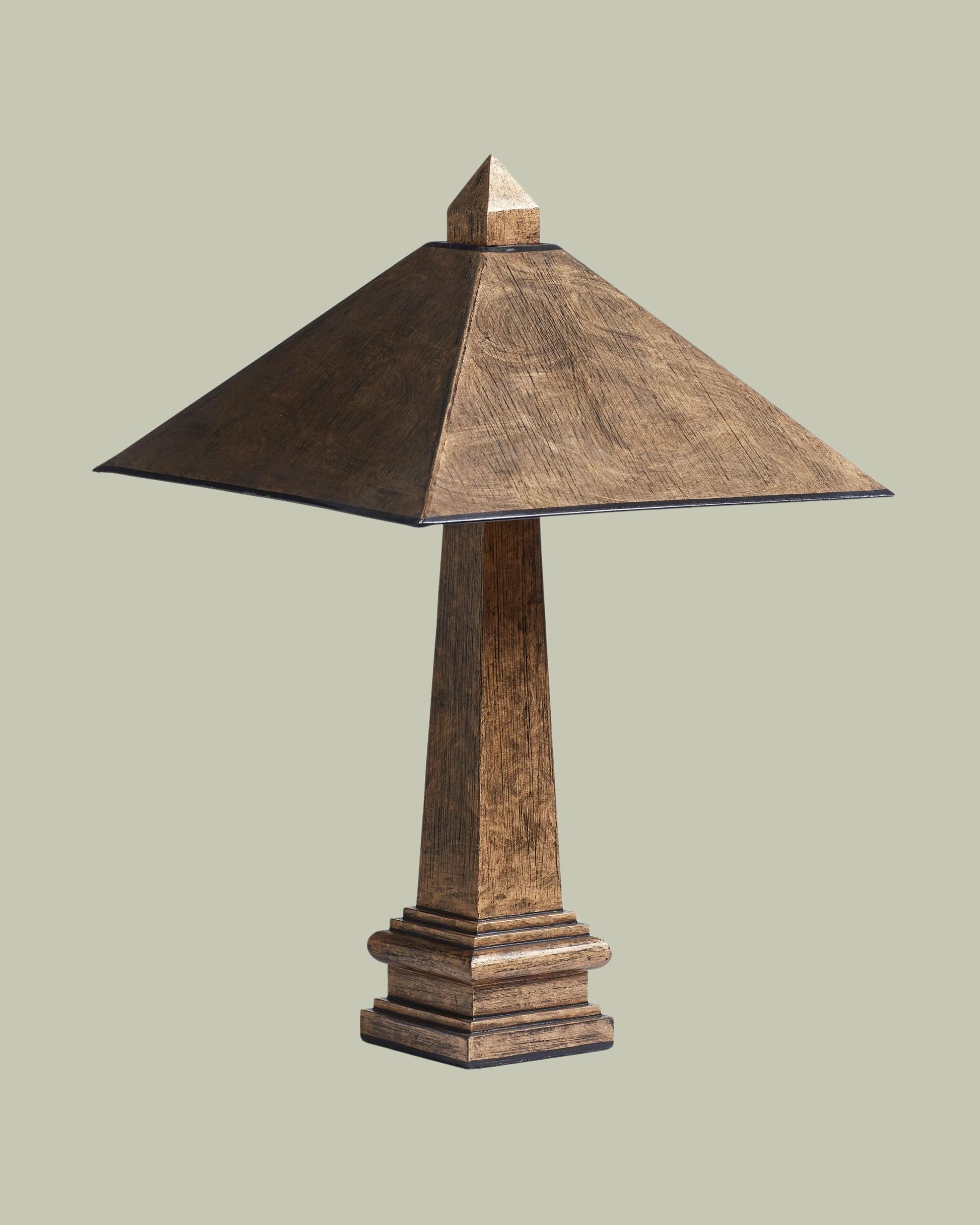OKA, Piraamid Table Lamp and Shade in Rubbed Bronze