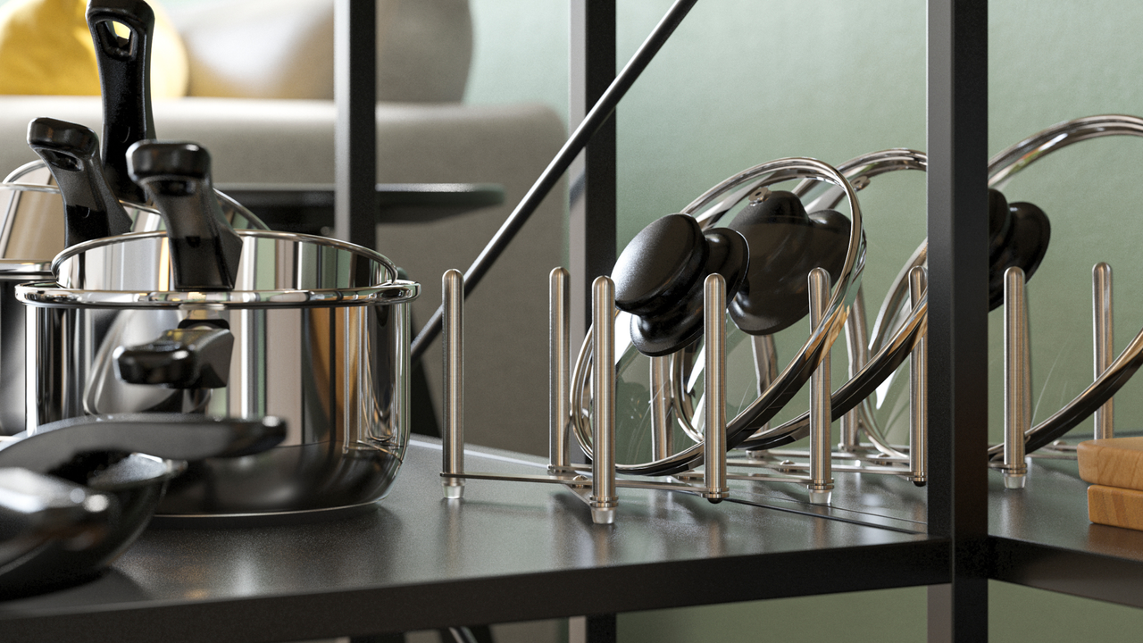 IKEA's VARIERA Pot lid organiser, stainless steel