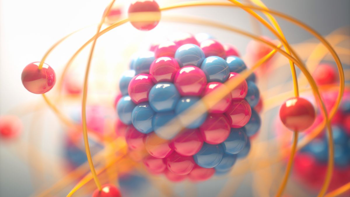 A colorful image of an atom&#039;s nuclear