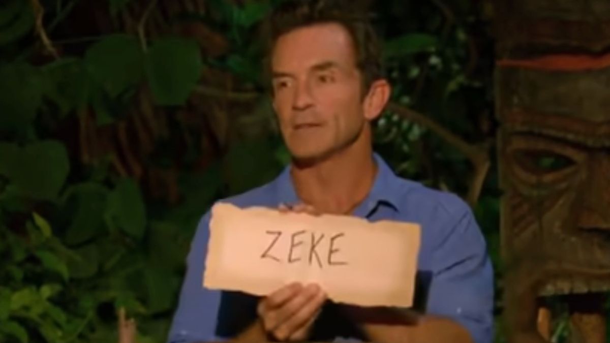 Jeff Probst reads a vote during Tribal Council on Survivor.