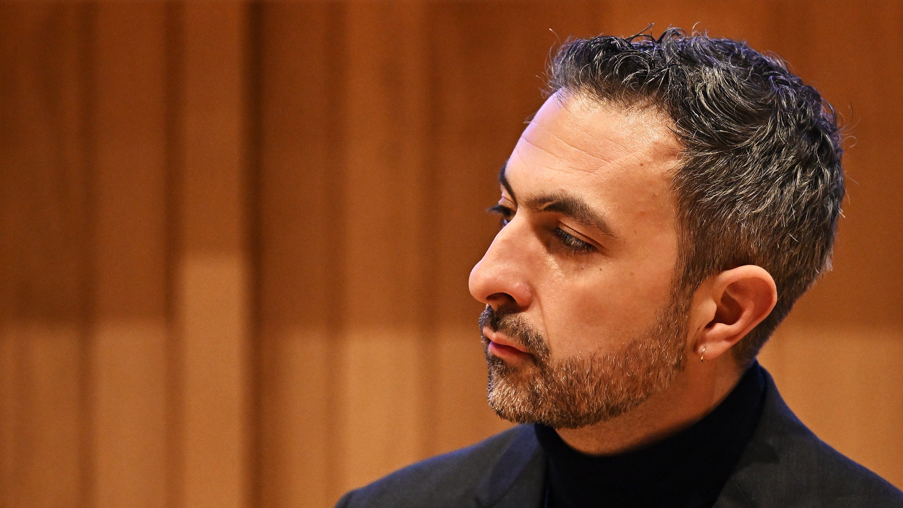 Mustafa Suleyman, British artificial intelligence researcher and entrepreneur talks on Day 1 of the AI Safety Summit at Bletchley Park at Bletchley Park on November 1, 2023 in Bletchley, England.