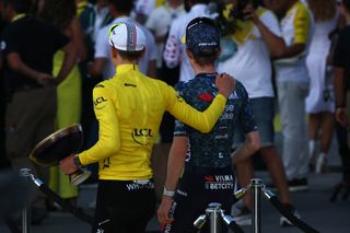 Jonas Vingegaard and Tadej Pogačar at the 2024 Tour de France