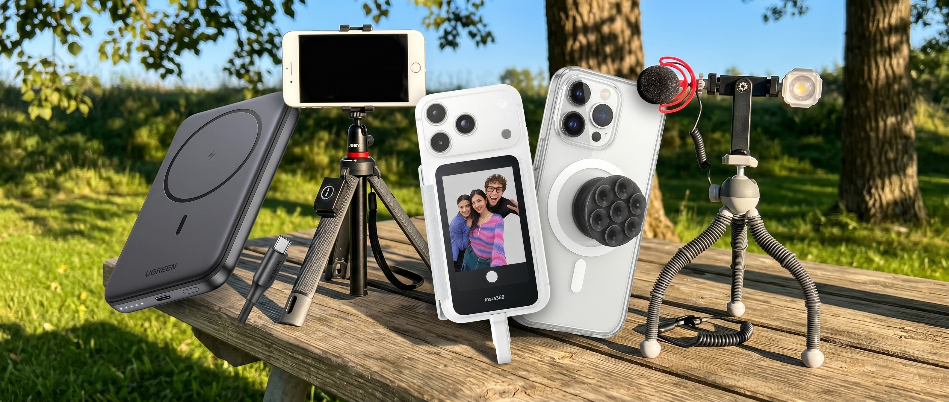 Selection of phone accessories for photography