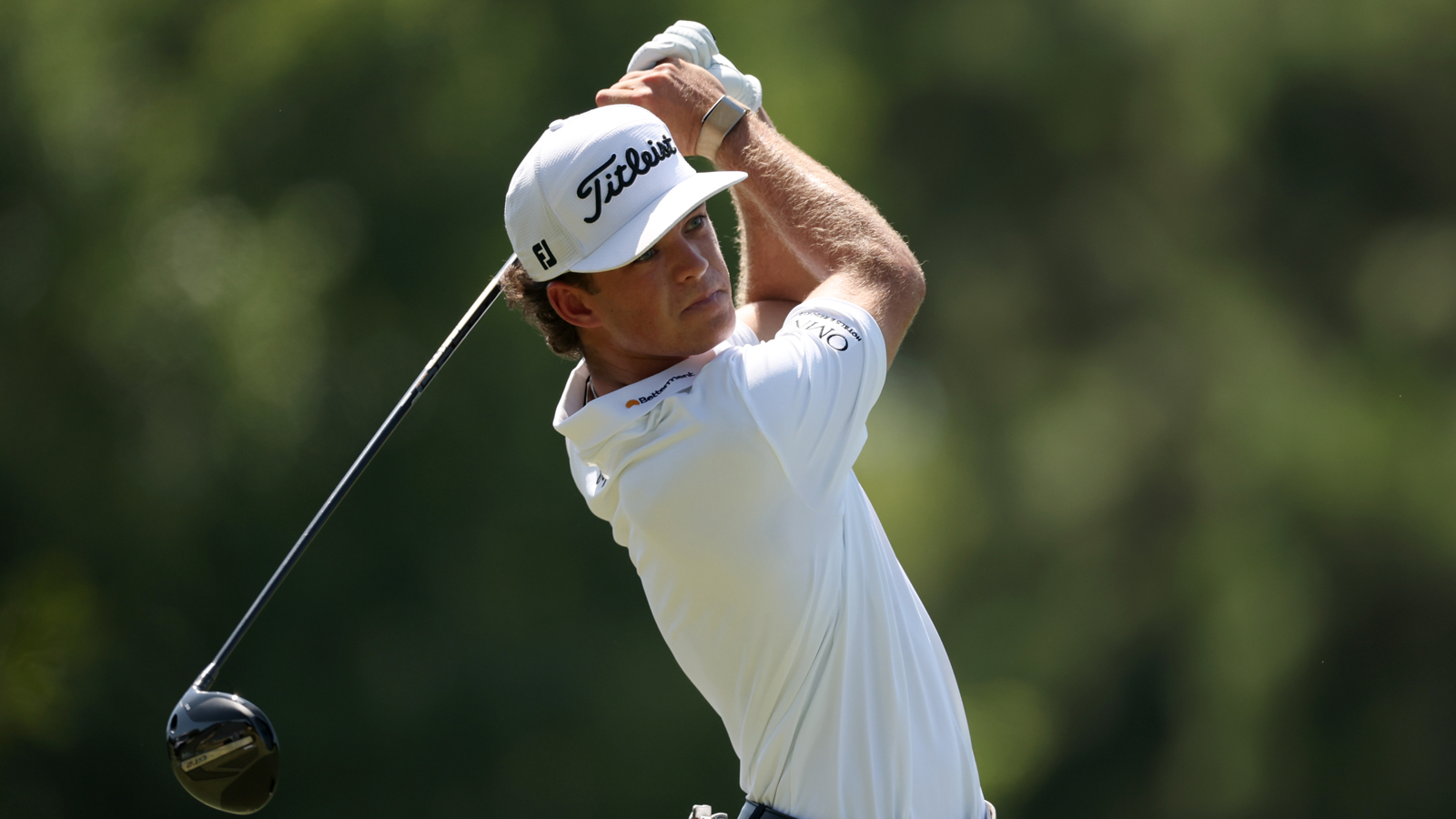Jackson Koivun hits a driver off the tee