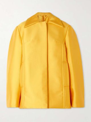 CARVEN Oversized Satin-Twill Jacket in Yellow