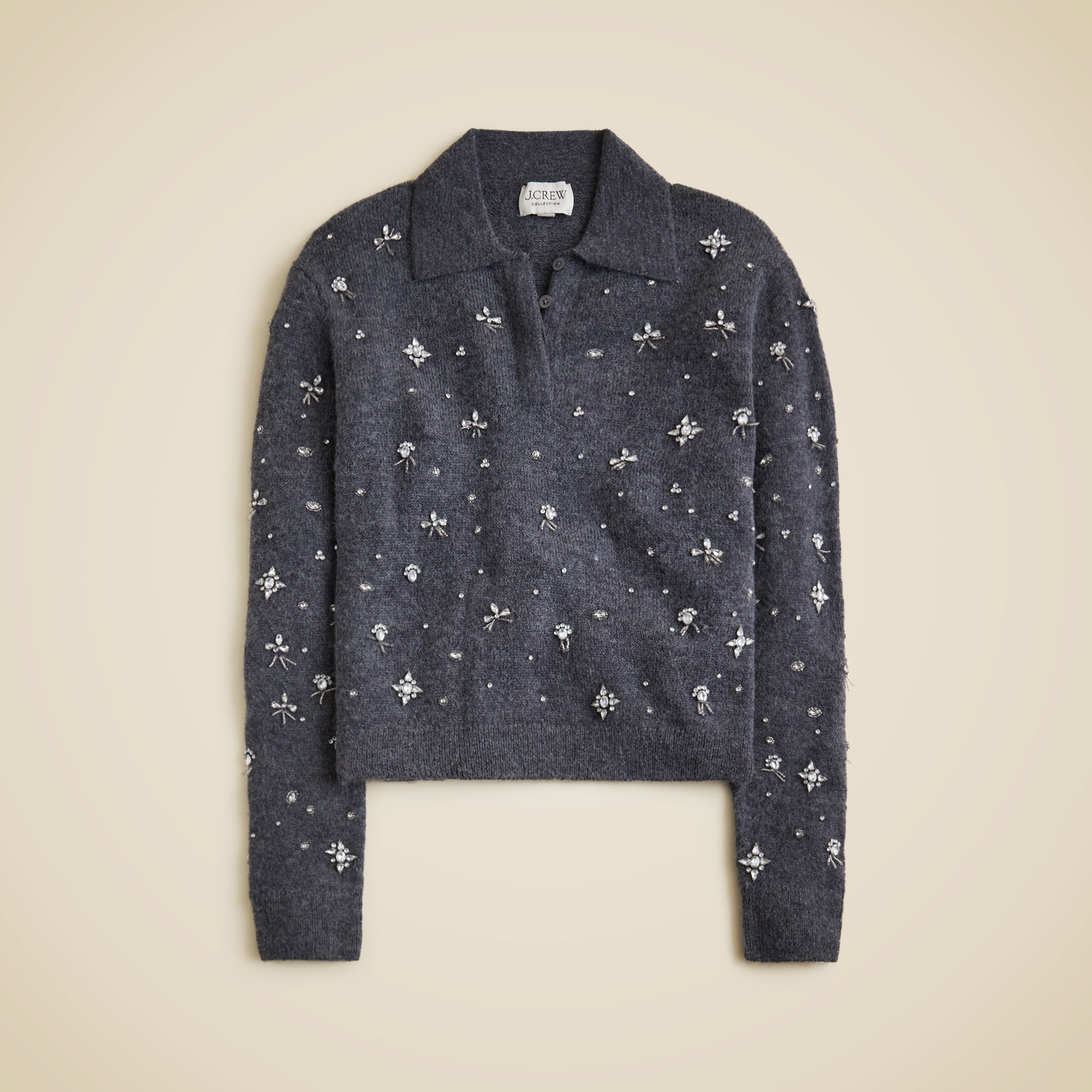 Embellished Sweater-Polo in Wool Blend