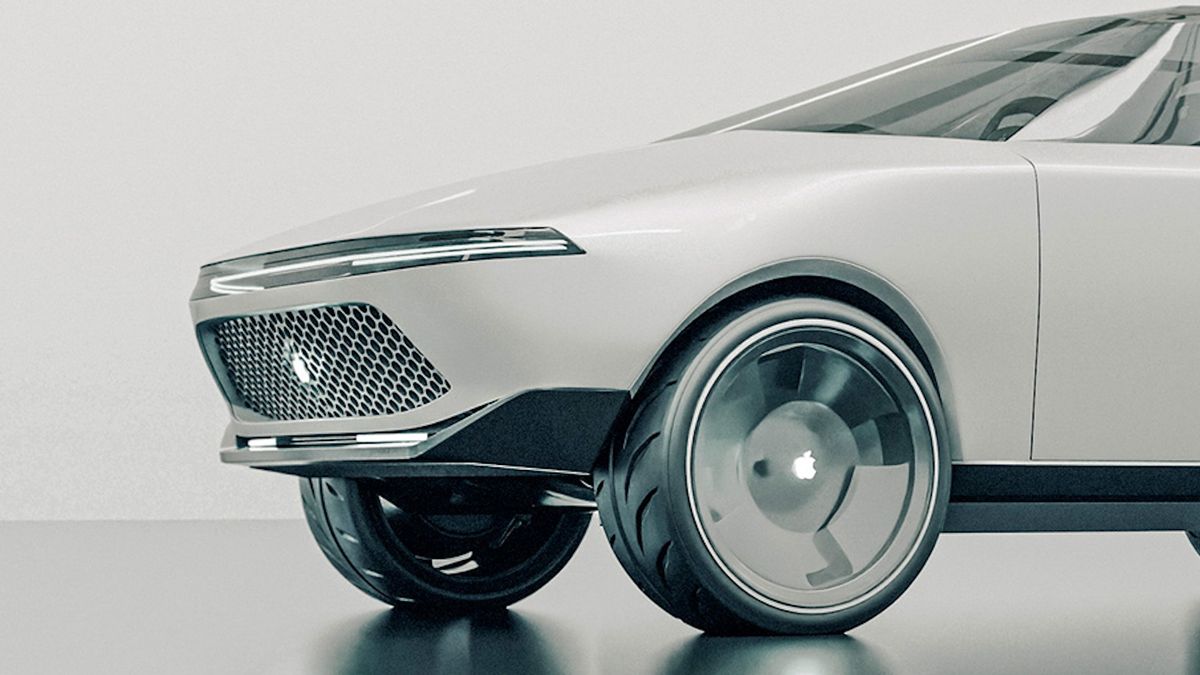 A close up of the 3D render of the Apple Car. 