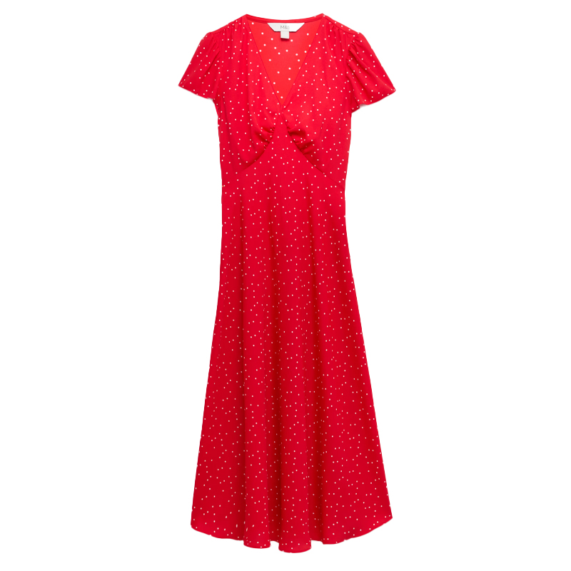 M&amp;amp;S red tea dress