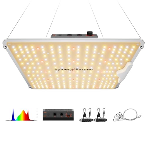 Spider Farmer Sf1000 100w Led Grow Light for Indoor Plants, Upgraded High Efficiency Leds, Dimmable Full Spectrum High Ppfd, Deep Penetration for Seed Starting/vegetables/bloom in 2x2/3x3 Grow Tent