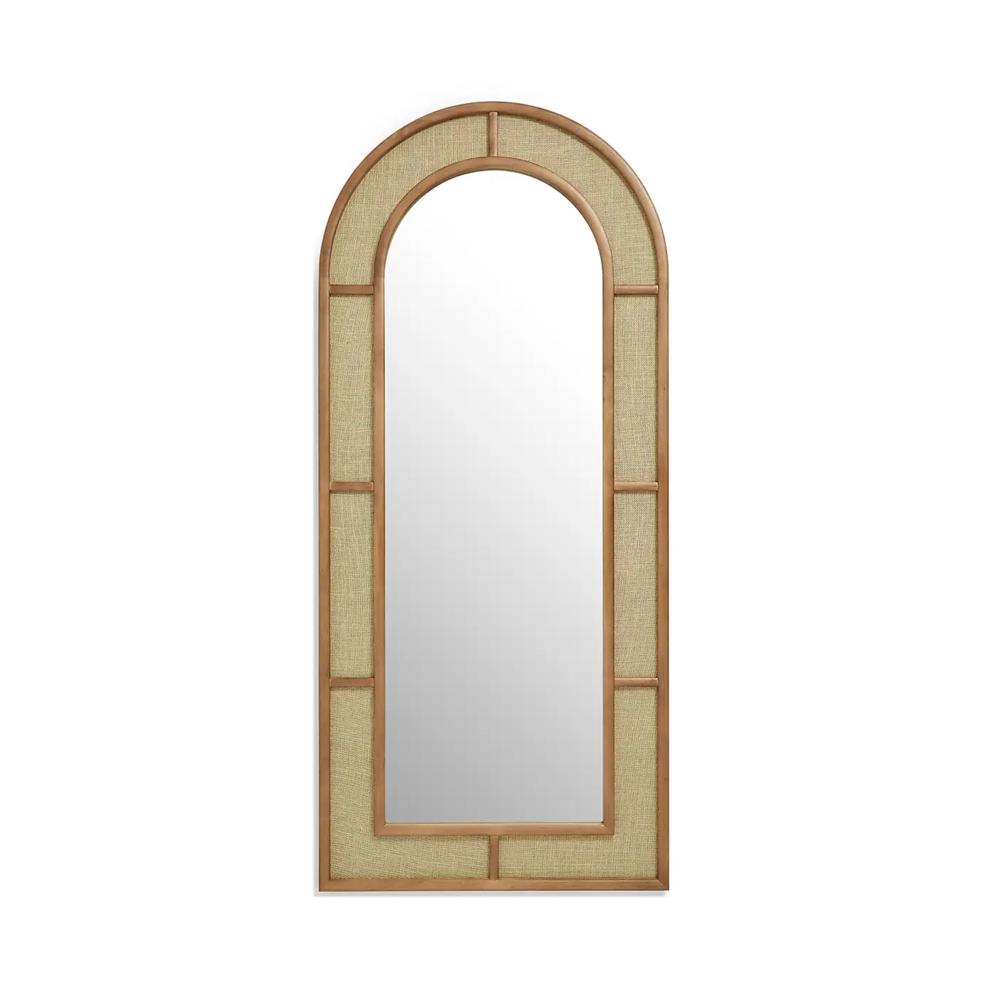 Dunelm Churchgate Hessian Called in full length of leaner mirror