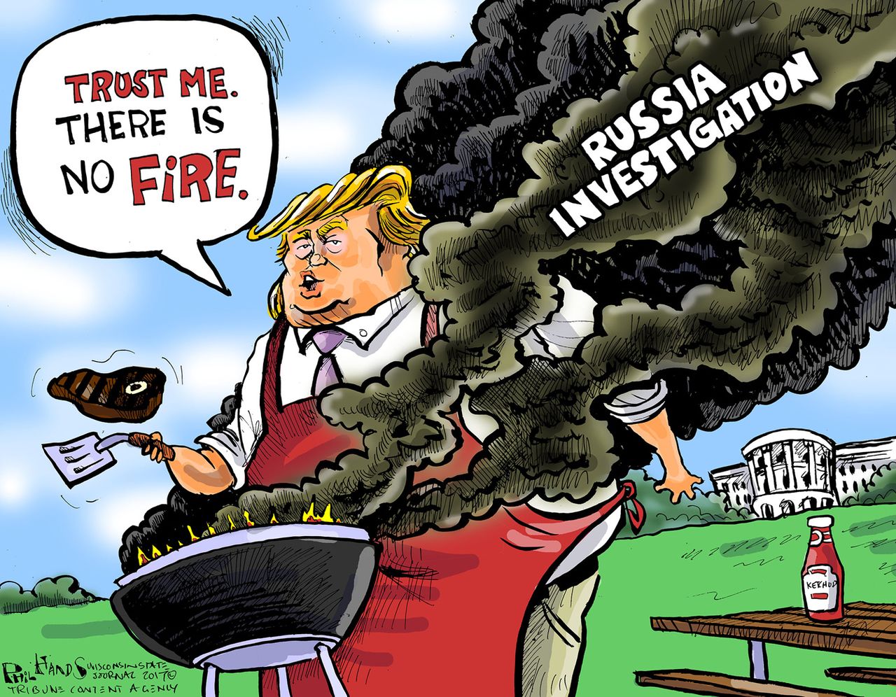 Political cartoon U.S. Trump Russia investigation