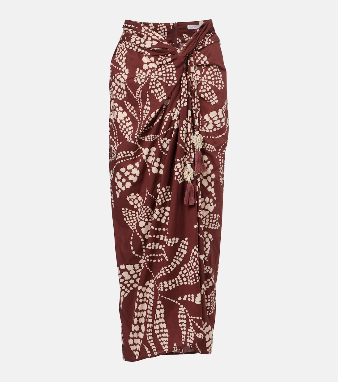 Uma Printed Cotton Midi Skirt in Brown - Poupette St Barth