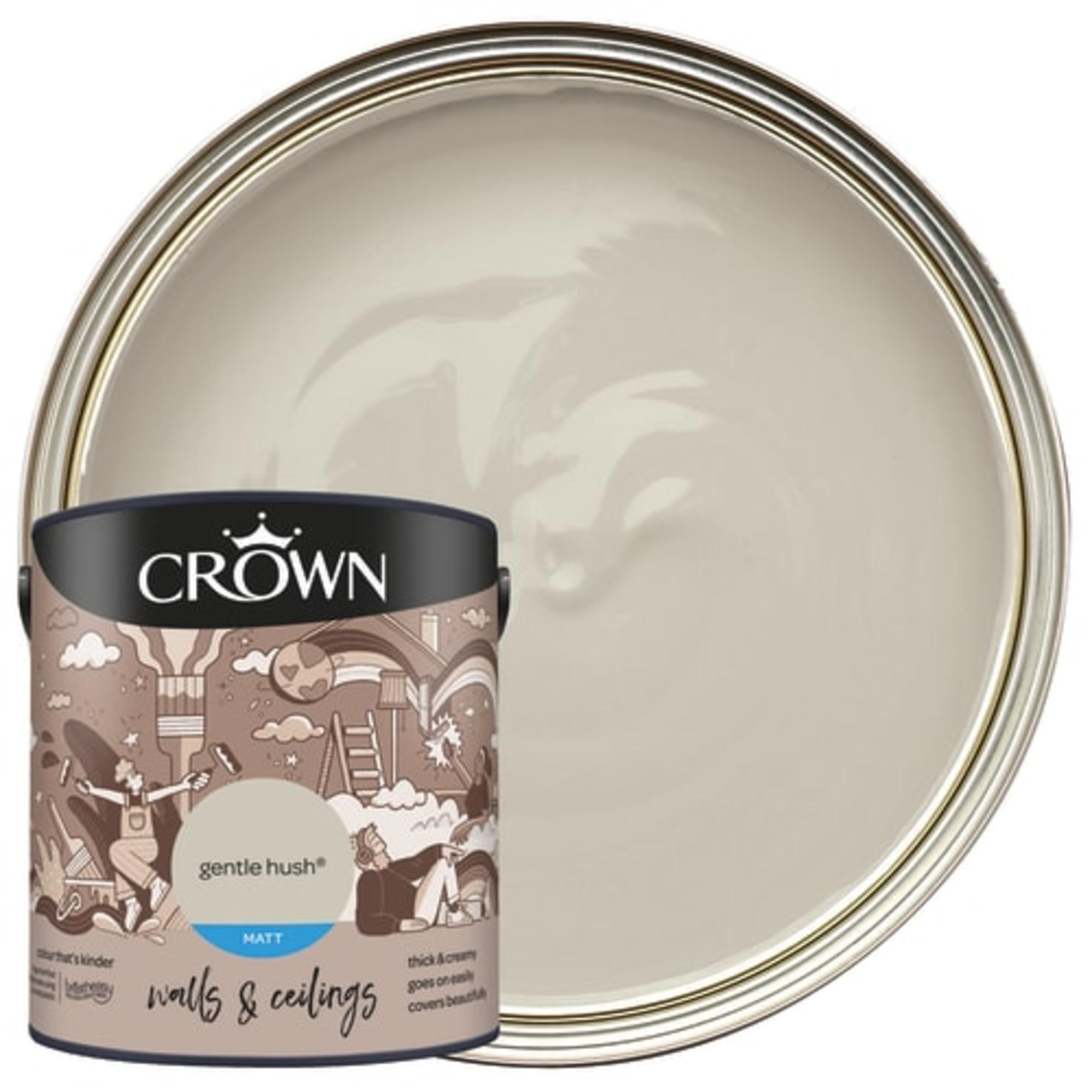 Crown Matt Emulsion Paint - Gentle Hush - 2.5L