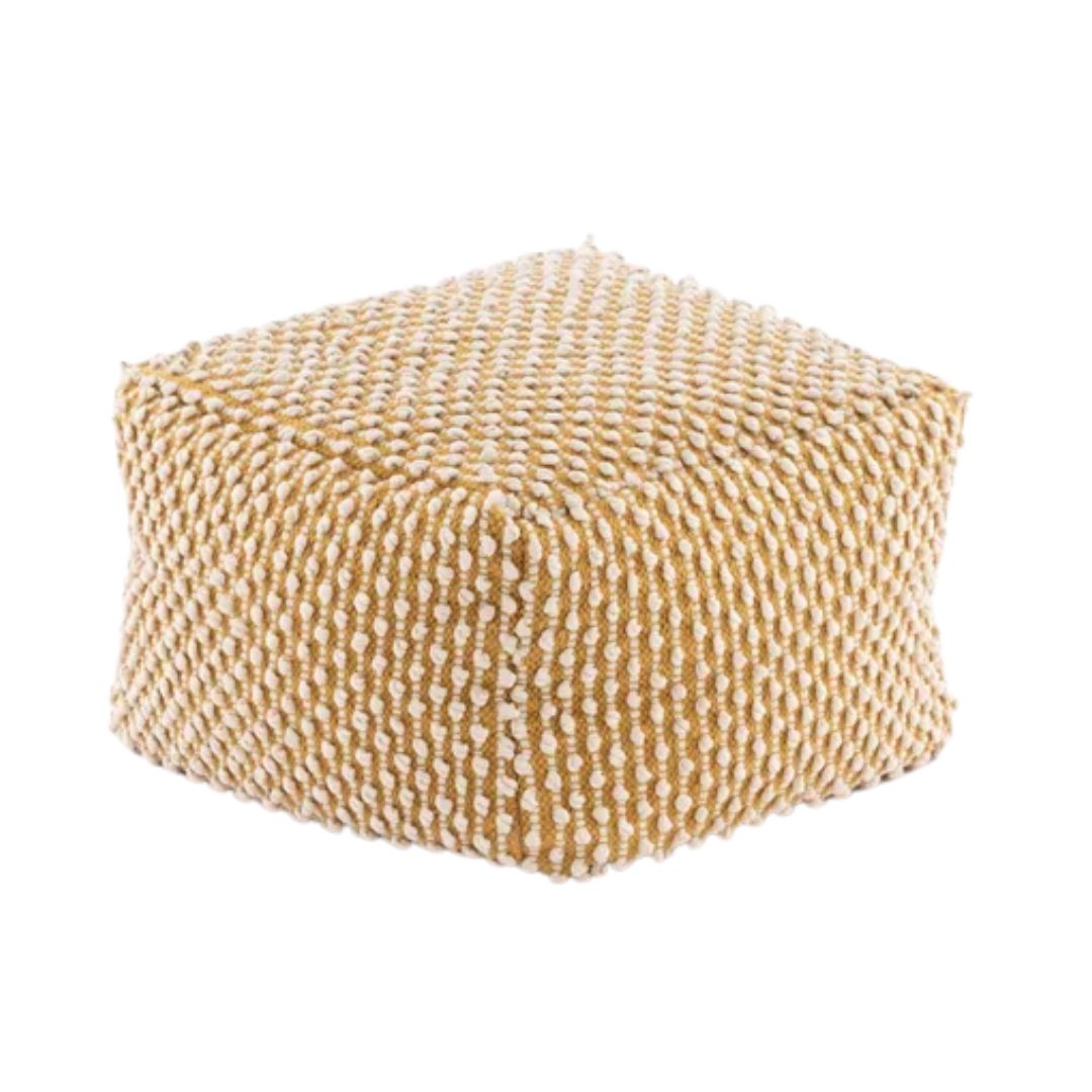 Dunelm, Jersey Bobble Pouffe - Ochre