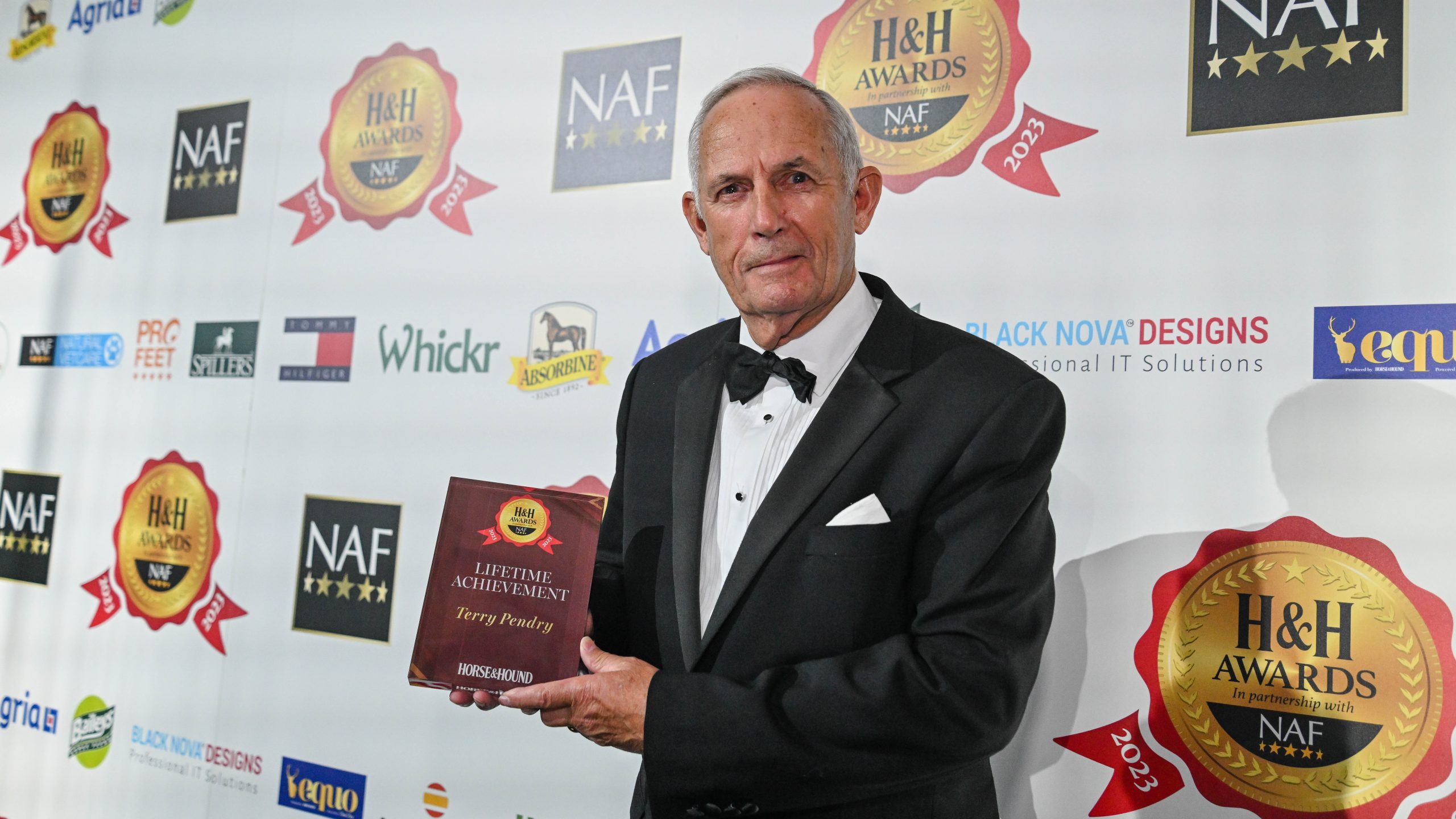 Terry Pendry accepting his lifetime achievement award at the H&amp;amp;H Awards 2023