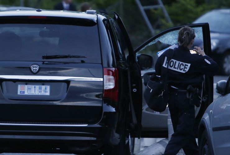 A police officer investigates the scene of Helene Pastor&amp;#039;s shooting