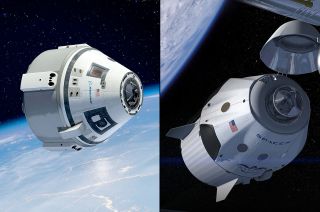 Boeing's CST-100 (left) and SpaceX's Dragon space capsules are designed to fly astronauts the space station.