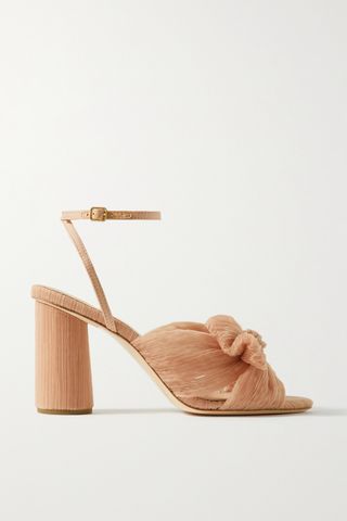 Camellia Bow-Embellished Plissé-Organza Sandals