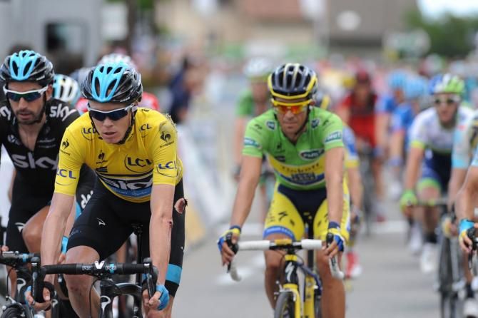 Chris Froome (Team Sky) finished the stage with his yellow jersey in shreds