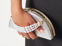 Luna Clutch in Champagne &amp; Silver Glitter $1,715 | Aspinal of London