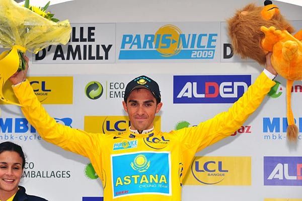 Alberto Contador (Astana) claims another stuffed lion for his collection.