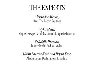 Names of wedding experts.