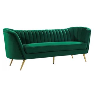 A green Tiberius 88'' Upholstered Sofa on a white background