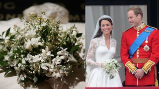 Kate Middleton's wedding bouquet, up close and held by the Duchess of Cambridge