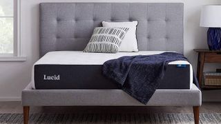 The Lucid 10-Inch Gel Memory Foam Mattress on a bed