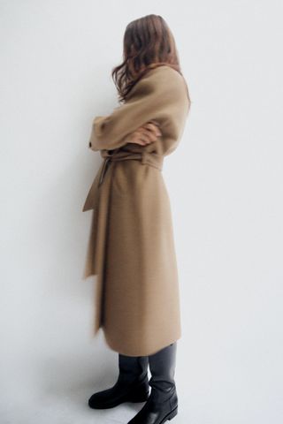 Longline Belted Wool Blend Coat