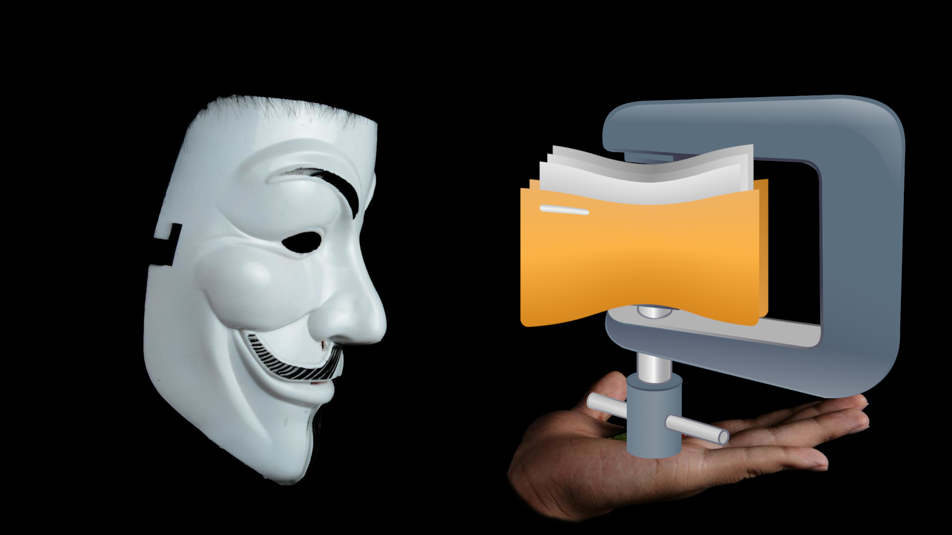 A hacker holding an archive