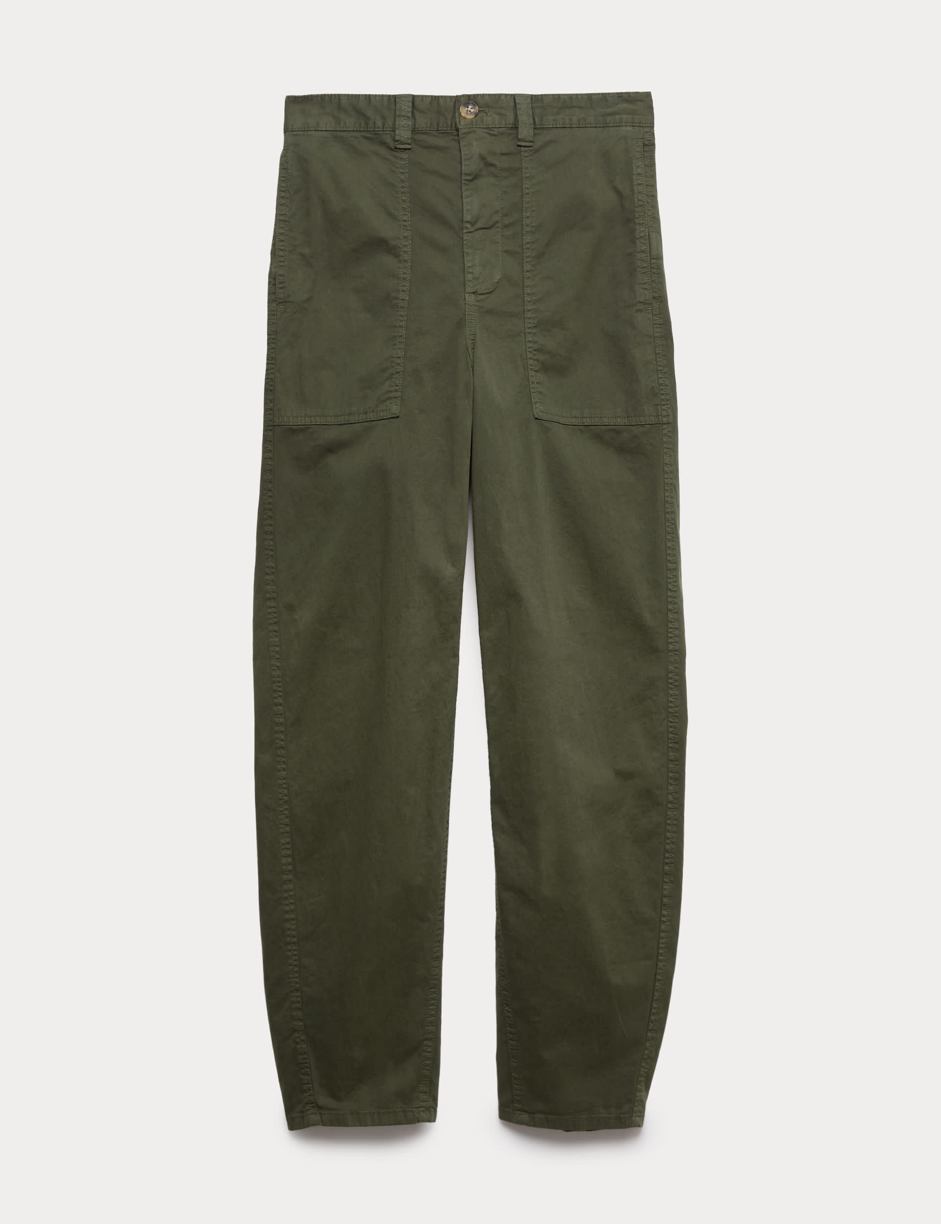 Cotton Rich Barrel Leg Trousers