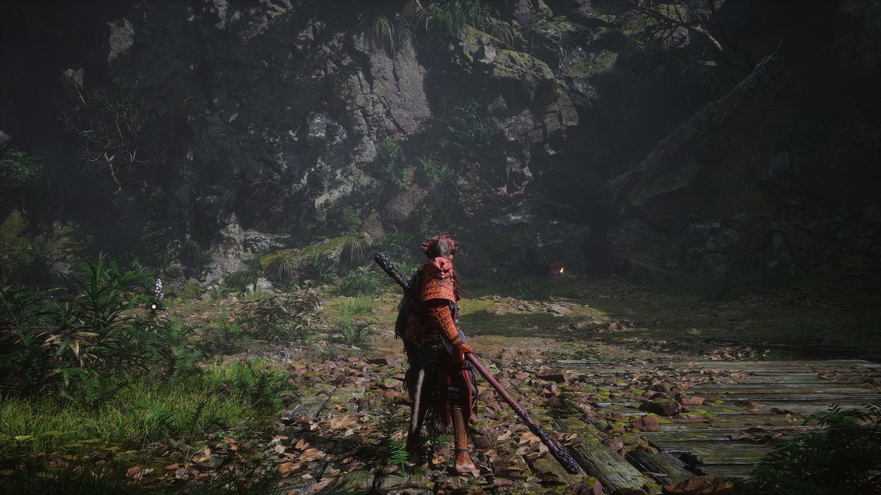 A screenshot from Black Myth: Wukong showing the use of Nvidia DLSS upscaling