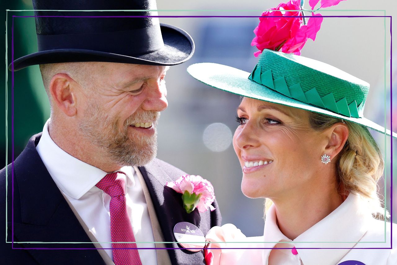 Mike Tindall and Zara Tindall smiling at each other as they attend day 3 &#039;Ladies Day&#039; of Royal Ascot at Ascot Racecourse on June 16, 2022 in Ascot, England.