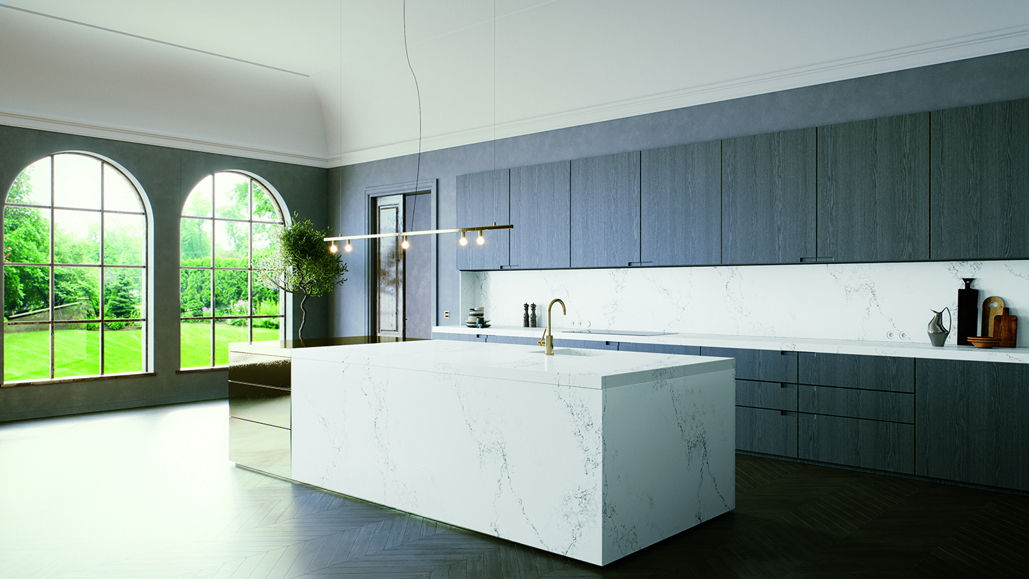 Caesarstone kitchen trends 2022 white marble island