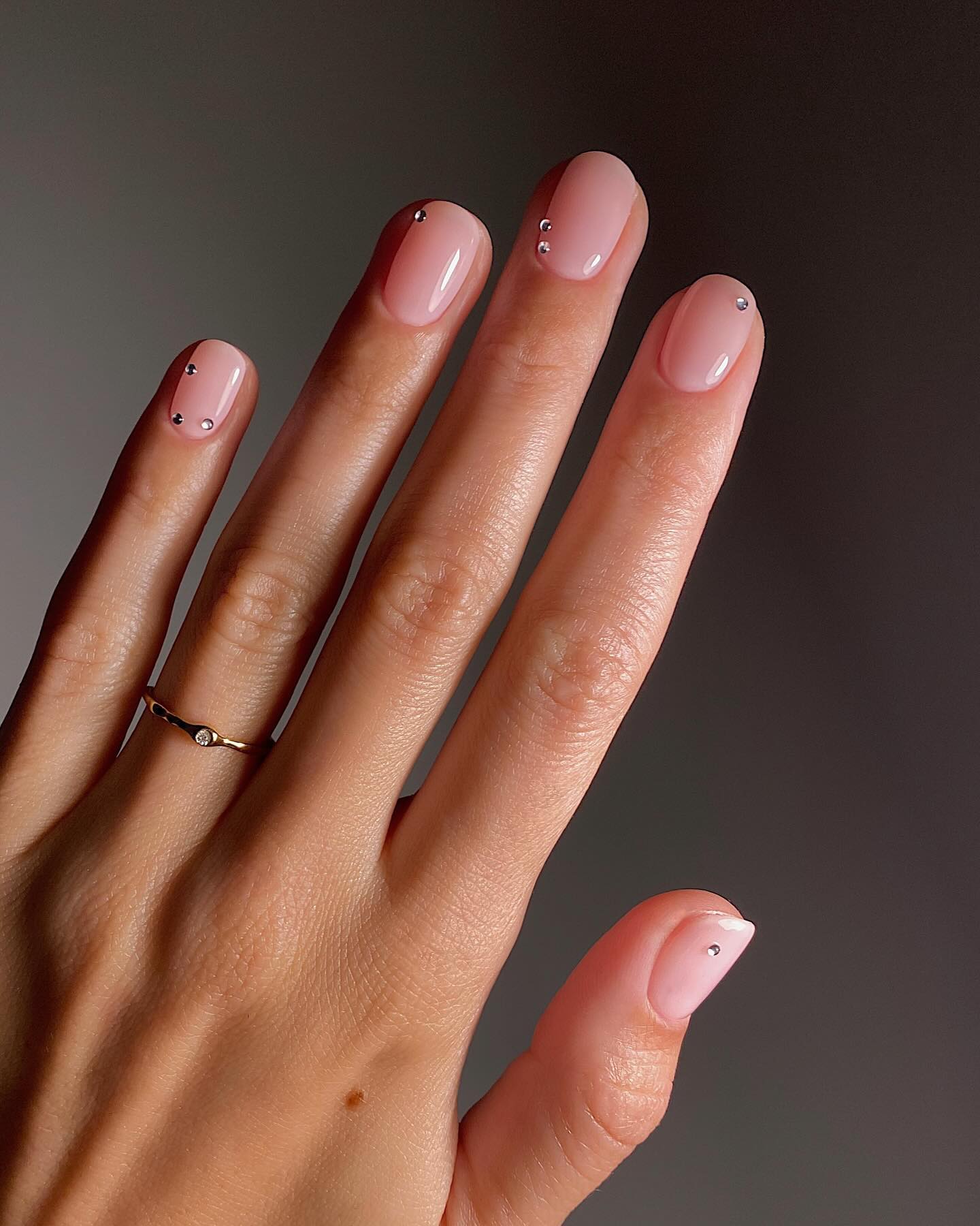 pink nail with gems