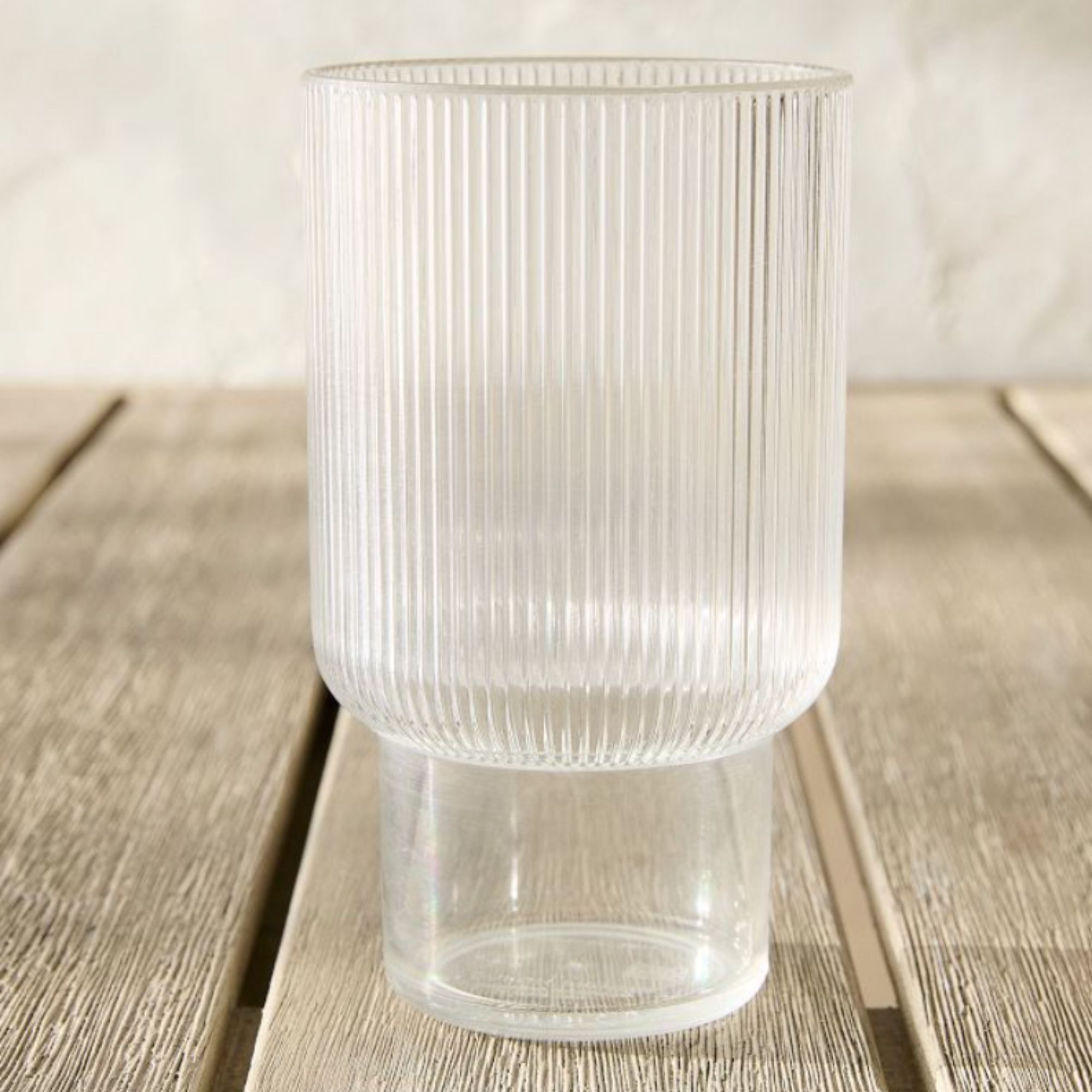 Acrylic tall glass with ridged texture