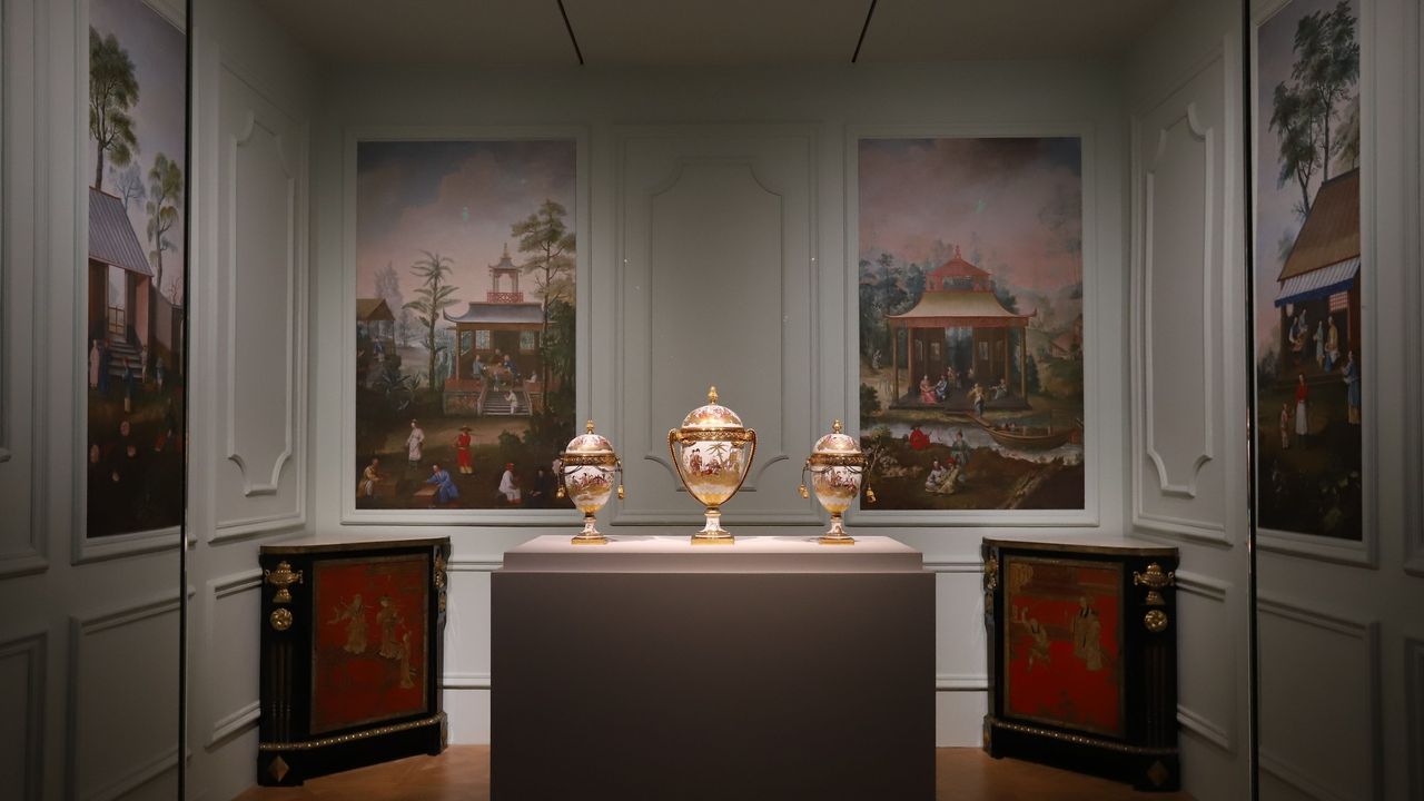 Porcelain on display during &#039;The Forbidden City and the Palace of Versailles&#039; in Beijing in 2024