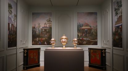 Porcelain on display during 'The Forbidden City and the Palace of Versailles' in Beijing in 2024