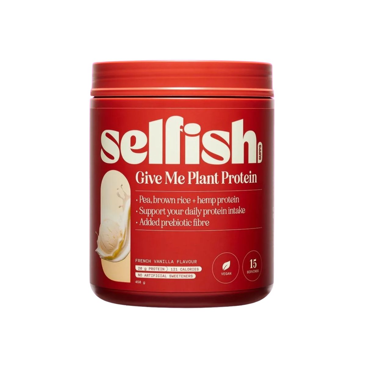 Selfish Supps vanilla protein powder