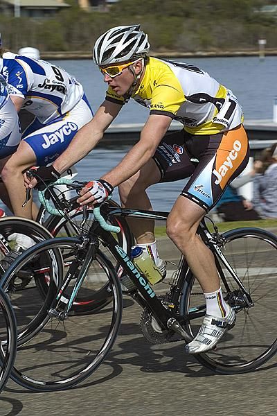 Never in doubt: The &lsquo;Geelong Flyer' Leigh Howard (Jayco/AIS) comfortably in the peloton and heading towards victory in the Tour of Gippsland.