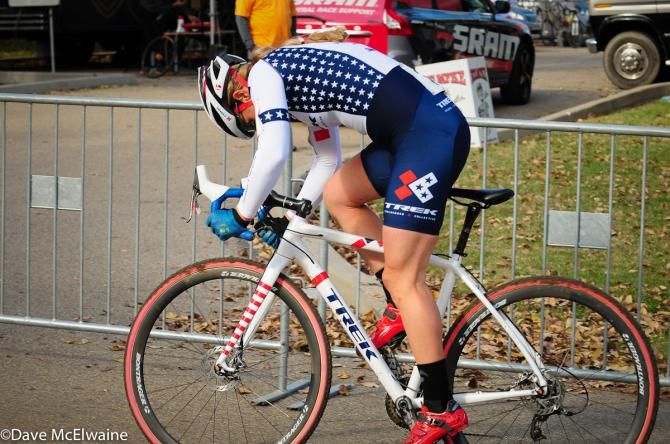 Katie Compton (Trek Cyclocross Collective) was burying herself to bridge up to Nash with one lap to go