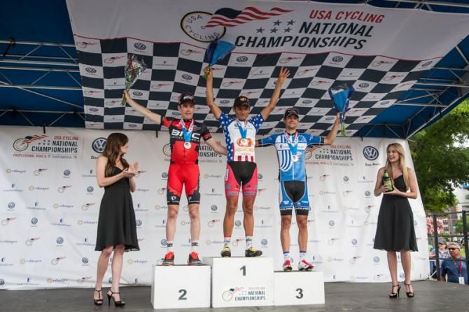 Freddie Rodriguez (Jelly Belly) takes the top spot on the podium after today's hard race.