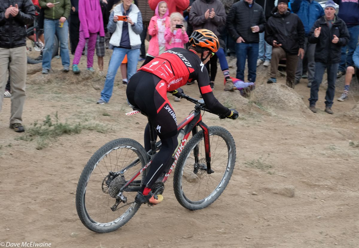 Howard Grotts (Specialized) finishes lap one first in less than 55-minutes